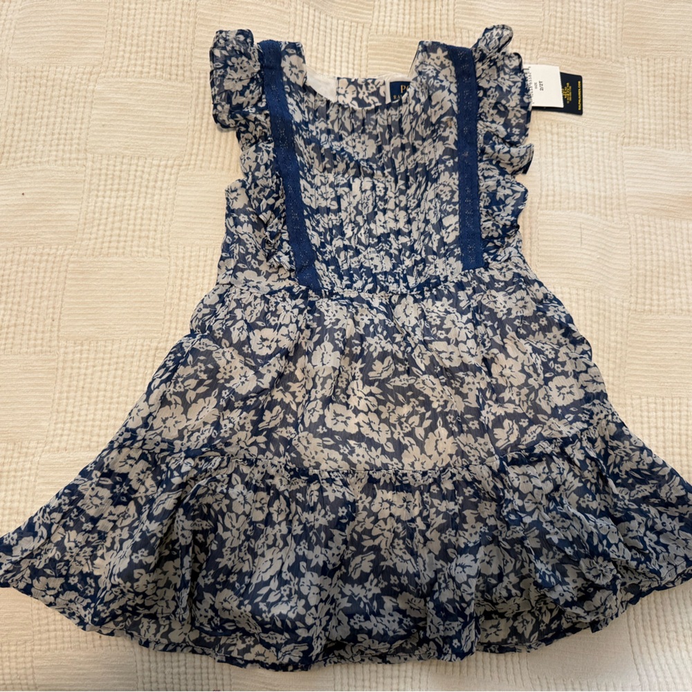 Ralph Lauren Blue and White Floral Kids Dress